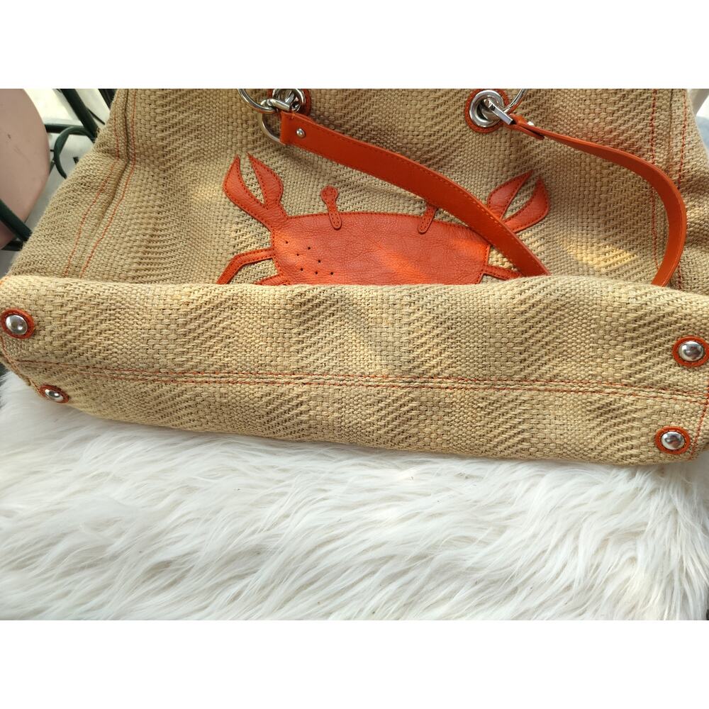 5223) Kate Landry Woven Crab Beach Summer Shoulder Bags Totes - Picture 4 of 7